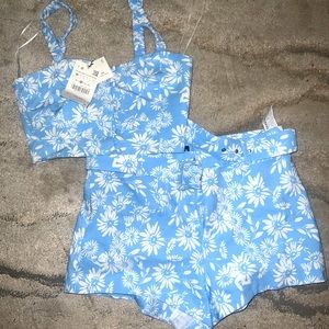Two Piece Zara Flower Print Crop Set